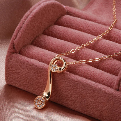 Wbmqda Fashion Geometric Metal Pendant And Necklace For Women 585 Rose Gold Color With White Natural Zircon 2023 Trendy Jewelry