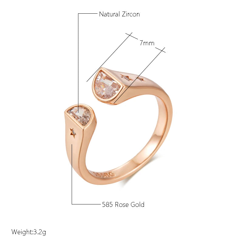 Wbmqda New Fashion 585 Rose Gold Color Natural Zircon Ring For Women Girls Party Anniversary Jewelry Gift 2023 Trending