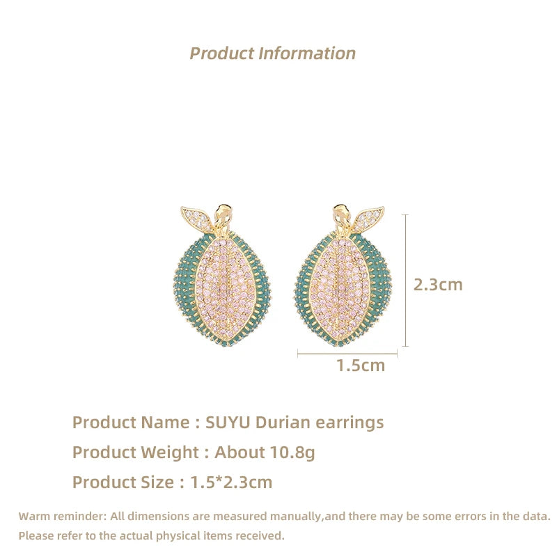 Creative Design Fruit Earrings Exaggerated Personality Atmospheric Earrings Durian Earrings