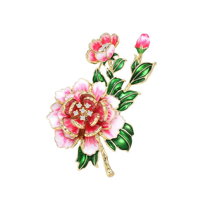 SUYU Women's light luxury elegant peony brooch fashionable and versatile niche design sense brooch daily accessories