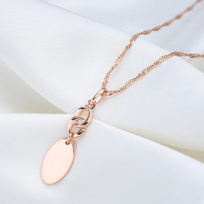 Kinel Hot Fashion Glossy Pendant Necklace 585 Rose Gold Simple Geometry Earrings For Women High Quality Daily Fine Jewelry