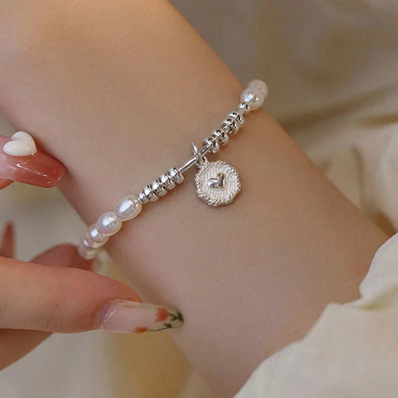 SUYU Heart-Shaped Freshwater Pearl Bracelet Women's Light Luxury Bracelet Trendy And Elegant Bracelet Daily Accessories