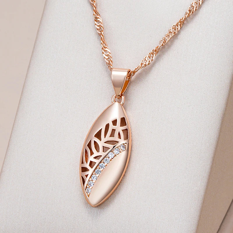 Kinel Trendy Ethnic Bride Pendant Necklace For Women 585 Rose Gold Color With Natural Zircon Pendant Dat Daily Fine Boho Jewelry