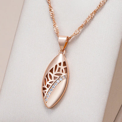 Kinel Trendy Ethnic Bride Pendant Necklace For Women 585 Rose Gold Color With Natural Zircon Pendant Dat Daily Fine Boho Jewelry