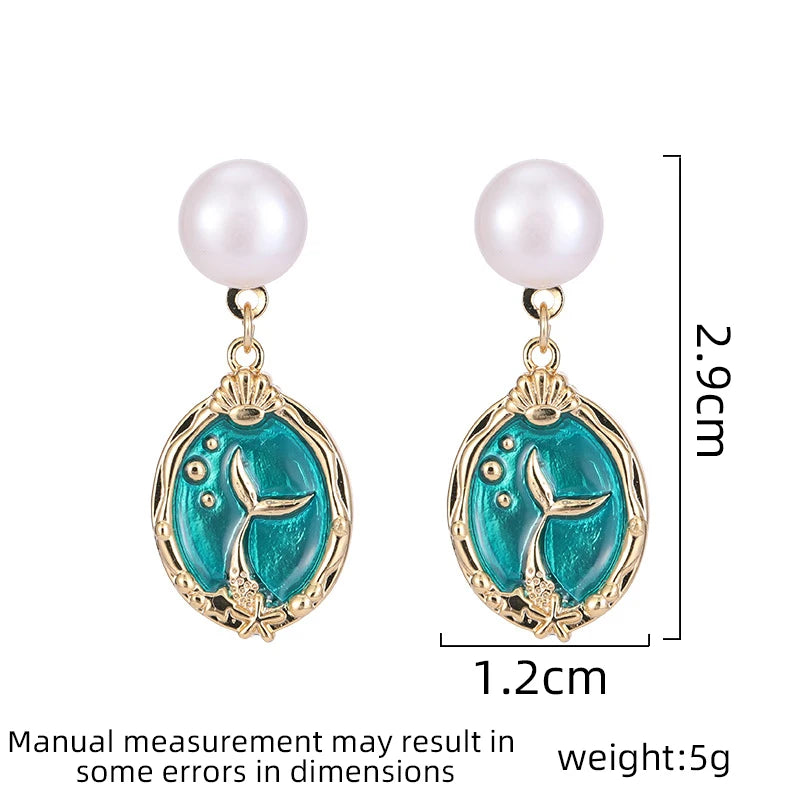 Women's Light Luxury Elegant Imitation Pearl Double sided Fishtail Earrings Fashion Versatile and Unique Design Sense Earrings