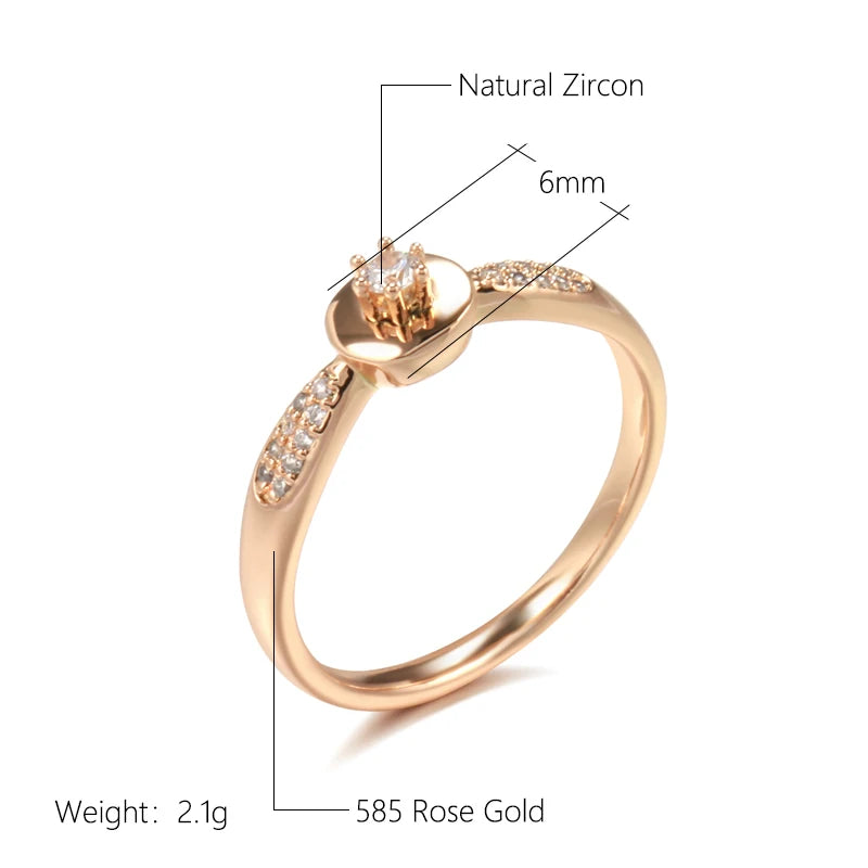 Wbmqda Simple Fashion CZ Ring For Women 585 Rose Gold Color Wedding Engagement Fine Jewelry