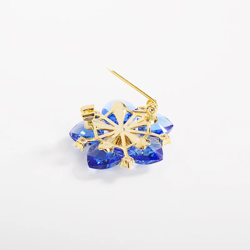 SUYU New Design Light Luxury Flower Brooch Fashionable Blue Snowflake Shape Personalized Breast Blossom Suit Temperament Pins