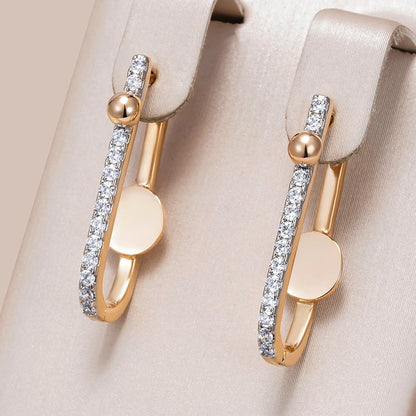 Wbmqda Unique Geometric Zircon Drop Earrings For Women 585 Rose Gold Silver Mix Color Fashion Modren Style Jewelry 2023 Trending