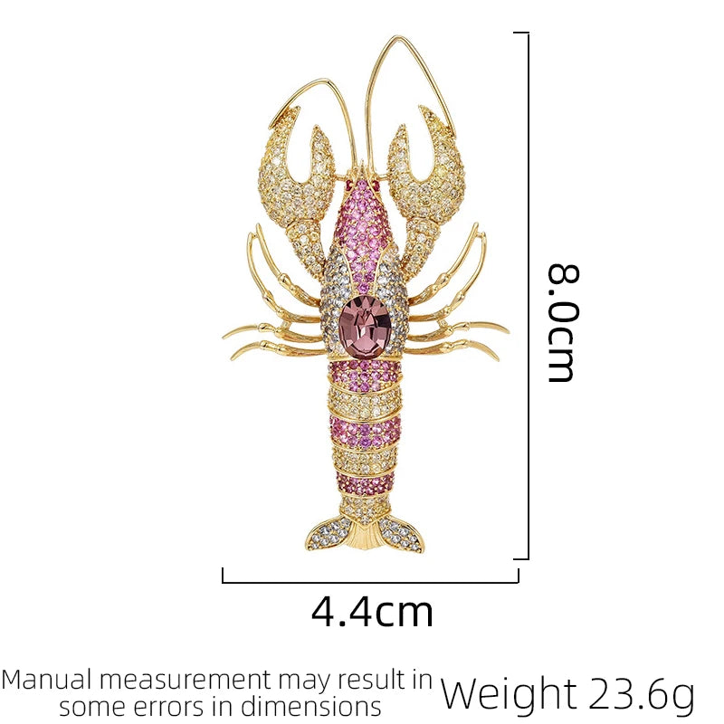 New Personalized Retro Exaggerated Cute Crayfish Design Brooch Women's Luxurious Brooch Elegant Men's And Women's Accessories