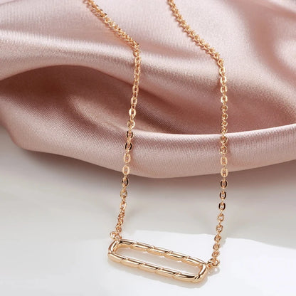 Kinel Hot Luxury Glossy Pendant Necklace For Women Fashion Geometry 585 Rose Gold Color High Quality Daily Fine Jewelry