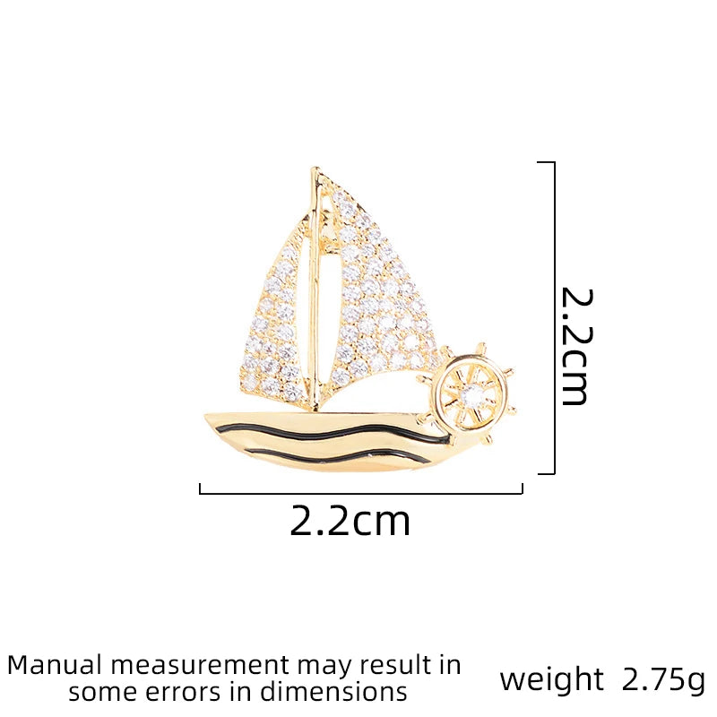 Ladies light luxury design elegant small sailboat brooch fashionable and versatile niche design sense brooch daily accessories