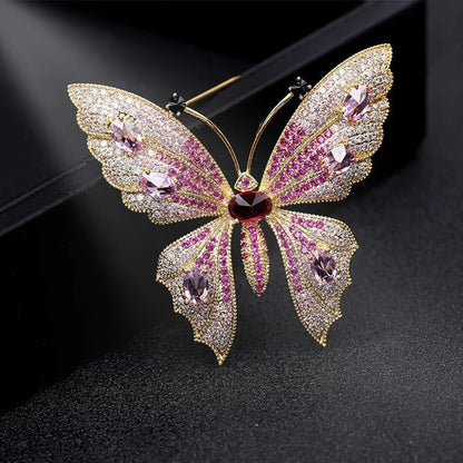 SUYU Copper Inlaid Cubic Zirconia Lovely Temperament Butterfly Brooch Fashion Women's Coat Suit Pin Accessories Gift