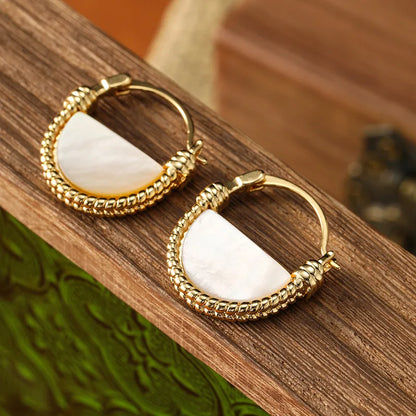 SUYU Jewelry Retro Niche Geometric Double-sided White Earrings Elegant And Simple Women's Light Luxury Earrings