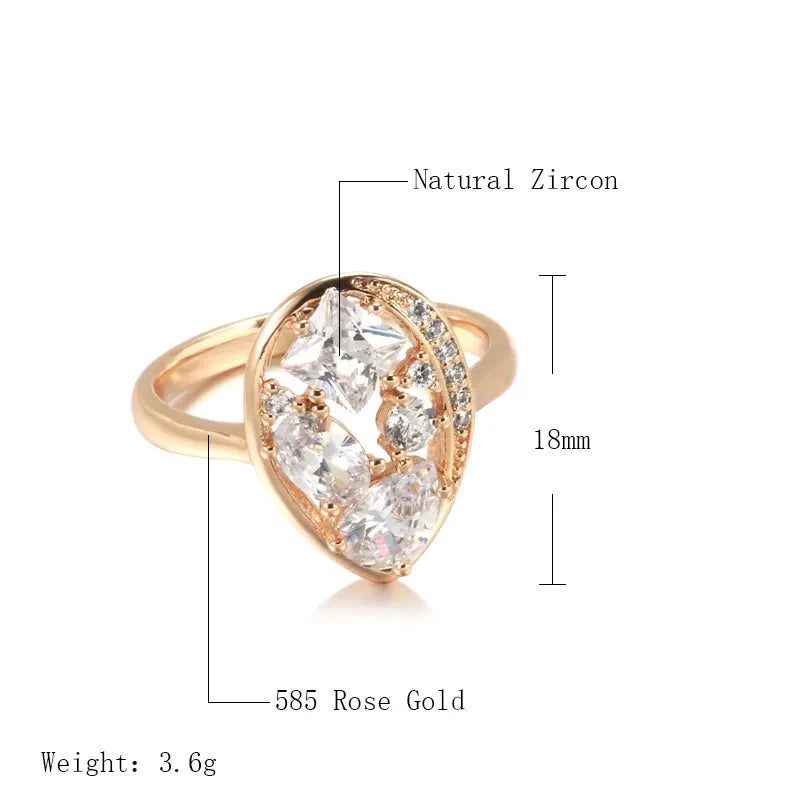 Wbmqda Unique Full Zircon Finger Ring For Women 585 Rose Gold Color Luxury Fashion Bridal Wedding Jewelry Accessories