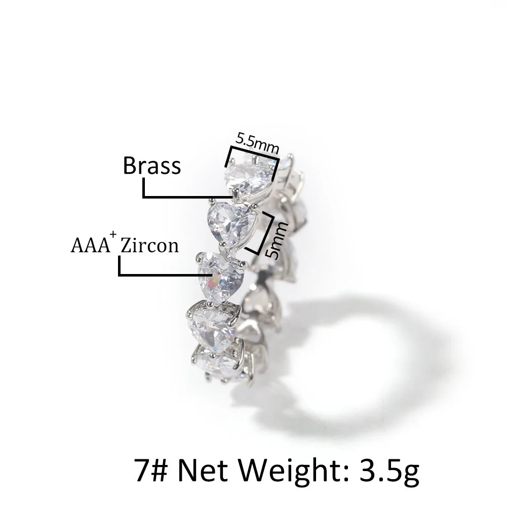 SUYU New Fashion Male Personality Single Row Love Zircon Ring Ornament Female Hip Hop Elegant Ring