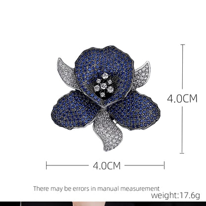 SUYU Fashionable Green Flower Brooch Popular Women's Exquisite Design Dual Color Zircon Brooch Niche Pin