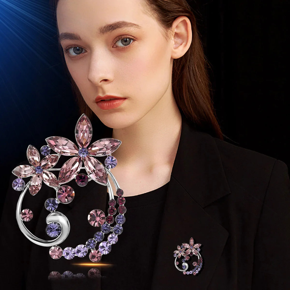 SUYU New women's minimalist temperament floral wreath brooch retro heavy industry flower brooch anti glare accessories