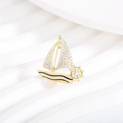 Ladies light luxury design elegant small sailboat brooch fashionable and versatile niche design sense brooch daily accessories