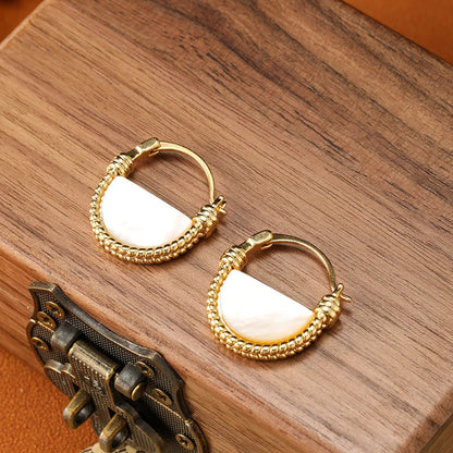 SUYU Jewelry Retro Niche Geometric Double-sided White Earrings Elegant And Simple Women's Light Luxury Earrings