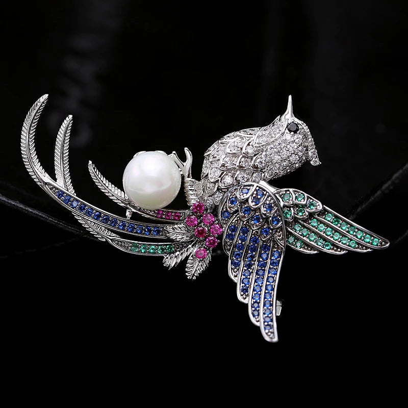 SUYU Fashion Imitation Pearl Brooch Animal National Style Retro Brooch Accessories Phoenix Bird Brooch