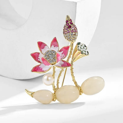 SUYU New Temperament Elegant And Versatile Lotus Flower Luxurious Freshwater Imitation Pearl Coat With Brooch Accessories