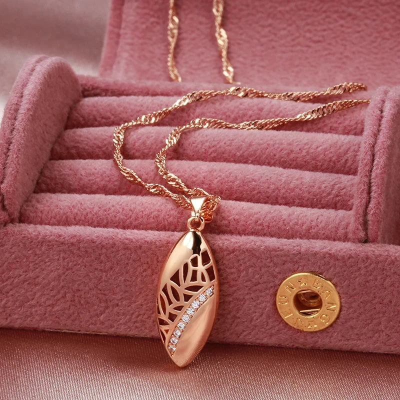 Kinel Trendy Ethnic Bride Pendant Necklace For Women 585 Rose Gold Color With Natural Zircon Pendant Dat Daily Fine Boho Jewelry