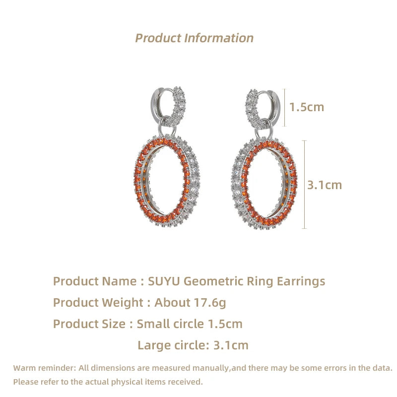 Elegant Circular Earring Earrings With Atmospheric Inlay Of Cubic Zirconia Ring Earrings