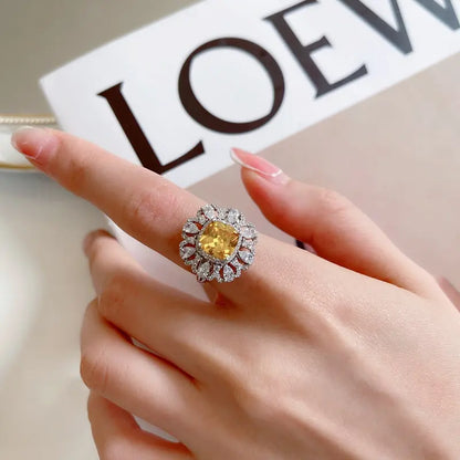 SUYU New Niche Design, Creative And Personalized Index Finger Ring Trend, Bright Zircon Sun Flower Open Mouth Ring