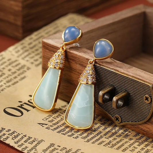 SUYU Jewelry 2024 Vintage Earrings Women's Geometric Design Trapezoidal Long Earrings Daily Accessories Party Holiday Gifts