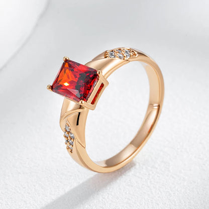 Wbmqda Luxury Retro Red Natural Zircon Ring For Women 585 Rose Gold Color Ethnic Bride Wedding Party Fine Jewelry Gifts