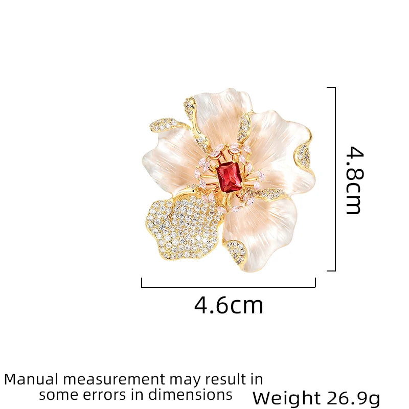 Women's Light Luxury Elegant and Fashionable Peony Bloch Brooch Versatile Small and Unique Design Daily Accessories