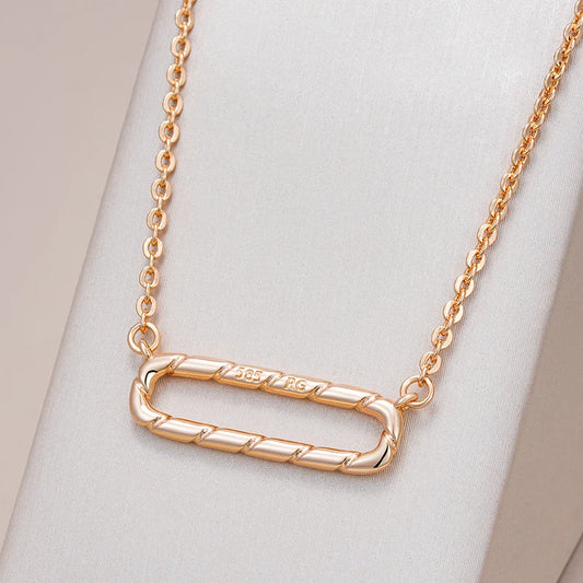 Kinel Hot Luxury Glossy Pendant Necklace For Women Fashion Geometry 585 Rose Gold Color High Quality Daily Fine Jewelry