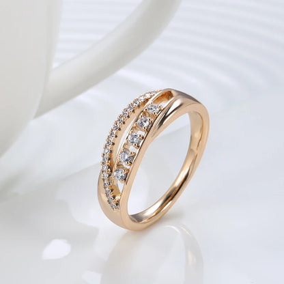 Wbmqda Fashion 585 Rose Gold Color Engagement Wedding Ring For Women With White Natural Zircon Romantic Jewelry Accessories