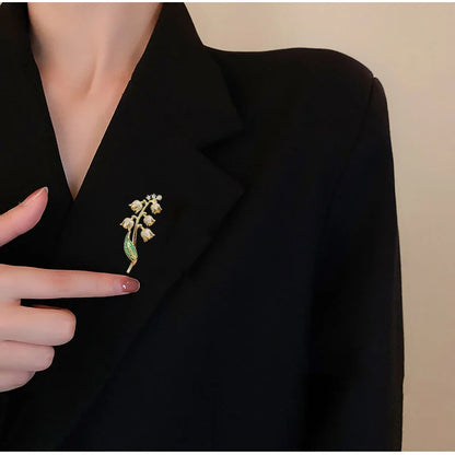 style new green designer style lily of the valley shaped orchid brooch leaf clothing elegant and creative clothing accessories