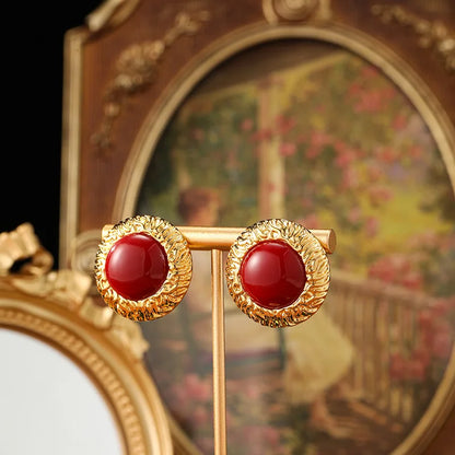 SUYU Antique Palace Style Retro Round Resin Vintage Earrings Elegant Personalized Pop Style Earrings Festival Gifts