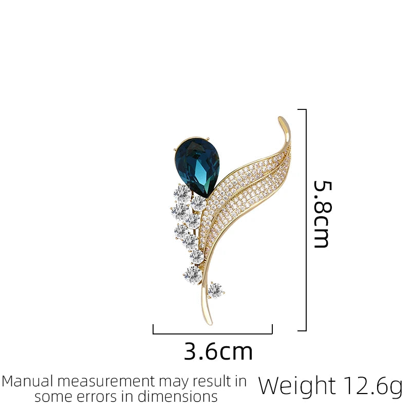 SUYU Small Fragrance Luxury Leaf Brooch Blue Brooch Premium Temperament Coat Coat Delicate Pin