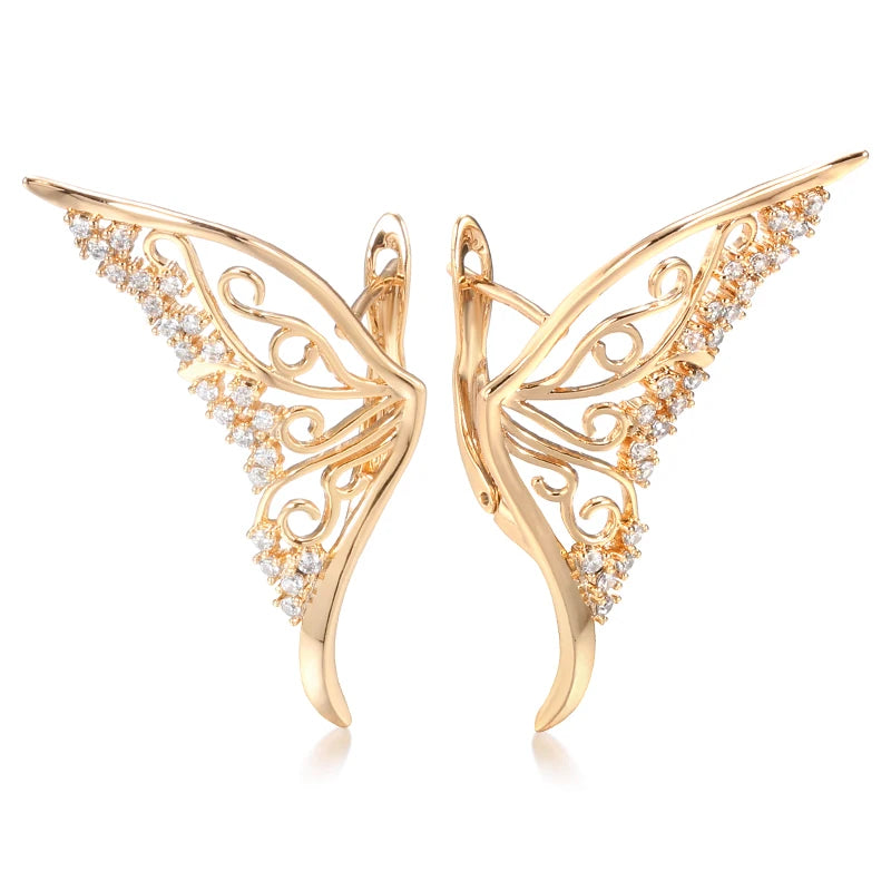 Wbmqda Korean Fashion Butterfly Drop Women's Earrings 585 Gold Plated Design Wedding Party Personalized Fine Jewelry Accessories