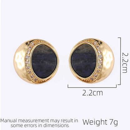 SUYU Classic Irregular Half Round Black Earrings For Women's Light Luxury Design Earrings Retro Fashion Accessories