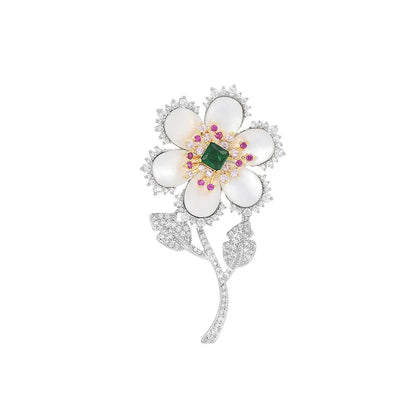 Fashionable And Elegant Women's Light Luxury Design Flower Brooch Versatile Accessories