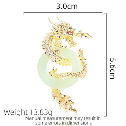 SUYU Winter New Women's Luxury Coat Dragon Brooch Chinese Anti White Jade Copper Jewelry Fashion Temperament Animal Brooch