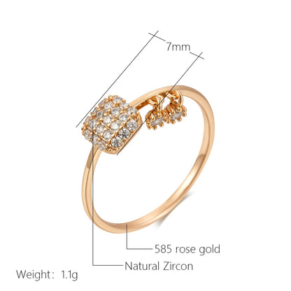 Wbmqda Unique Finger Ring For Women 585 Rose Gold Color With White Natural Zircon Fashion Daily Matching Jewelry Accessories