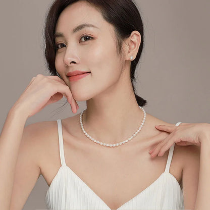 SUYU Summer Natural Freshwater Pearl Necklace Fashionable Women's Collarbone Chain Versatile Beaded Jewelry Neckchain