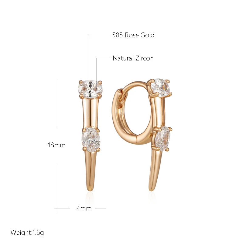 Wbmqda 585 Rose Gold Color Sparkling Wolf Tooth Hoop Zircon Earrings For Women Unusual Personality Fashion Jewelry Accessories