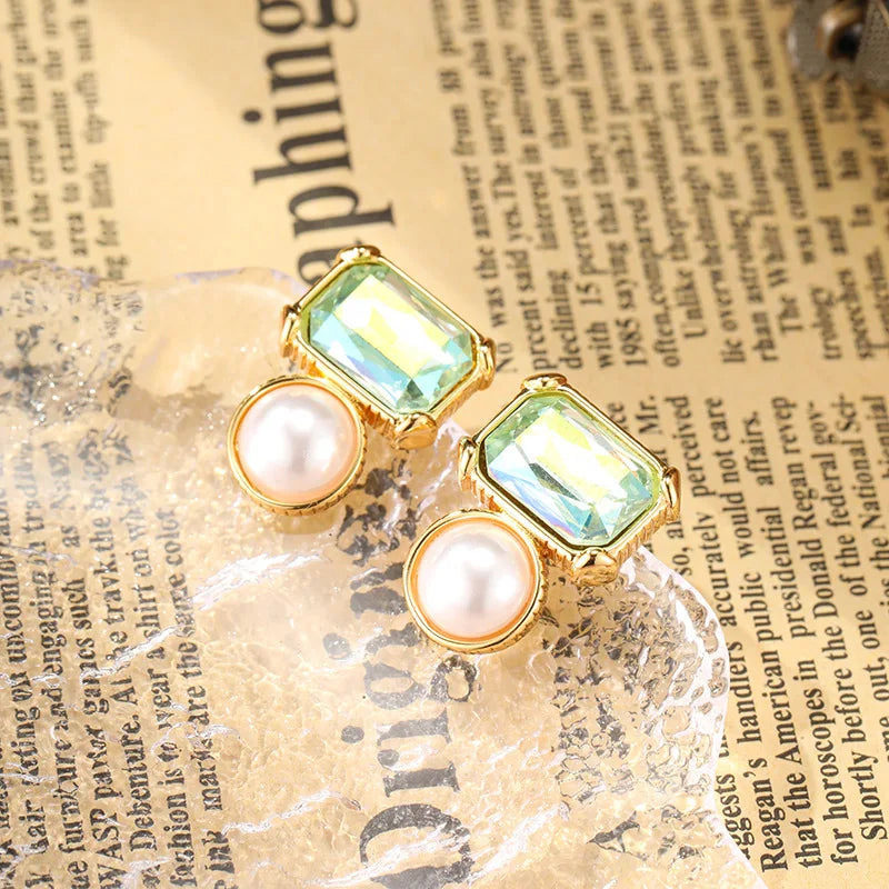 SUYU Fashionable Geometric Earrings For Jewelry Simple Imitation Of Pearls Light Luxury And Niche Earrings And Earrings