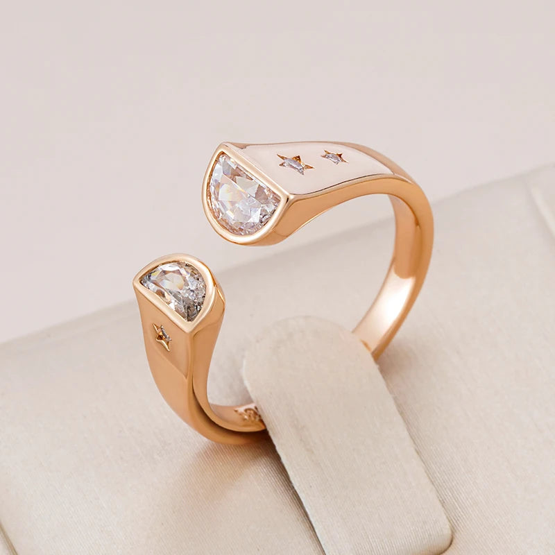 Wbmqda New Fashion 585 Rose Gold Color Natural Zircon Ring For Women Girls Party Anniversary Jewelry Gift 2023 Trending