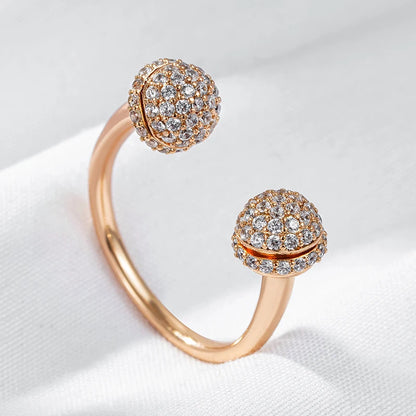 Wbmqda Fashion 585 Rose Gold Color Natuarl Zircon Open Ring For Women Unique Personalized Jewelry Accessories 2023 Trending