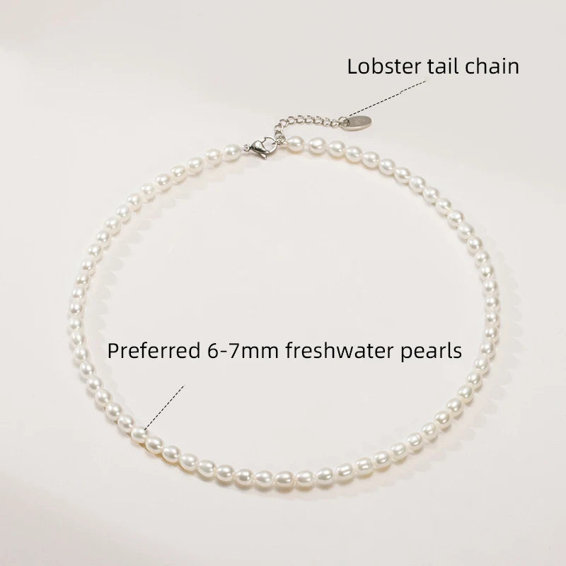 SUYU Summer Natural Freshwater Pearl Necklace Fashionable Women's Collarbone Chain Versatile Beaded Jewelry Neckchain