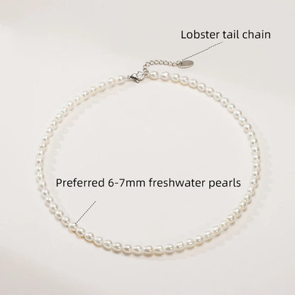 SUYU Summer Natural Freshwater Pearl Necklace Fashionable Women's Collarbone Chain Versatile Beaded Jewelry Neckchain