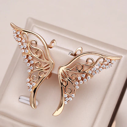 Wbmqda Korean Fashion Butterfly Drop Women's Earrings 585 Gold Plated Design Wedding Party Personalized Fine Jewelry Accessories