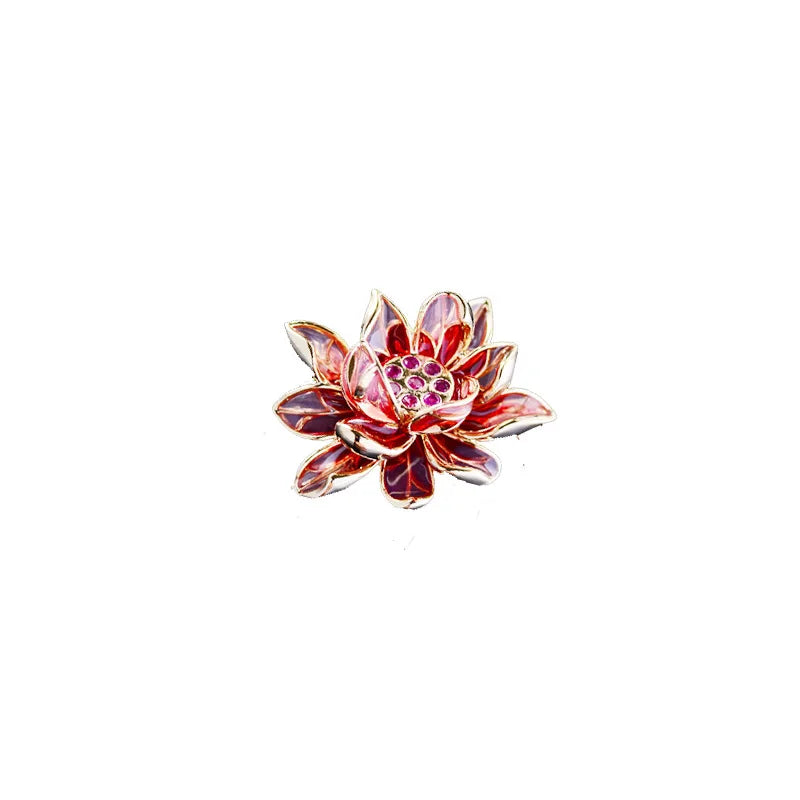 SUYU Cubic Zirconia Brooch Chinese Lotus Brooch Creative Elegant Cheongsam Dress Accessories Necklace Small Brooch